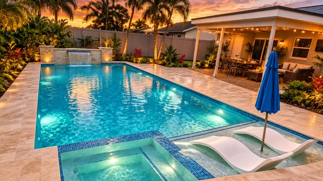 Render of the Olivera backyard, view 02 (golden hour)